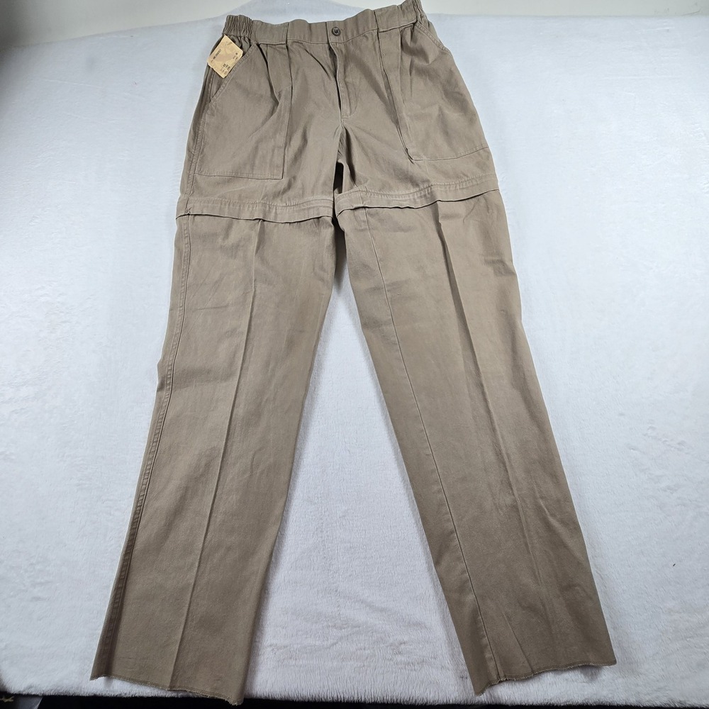 Vintage Eddie Bauer Men 36 Cargo Pants Sand Khaki Hiking Convertible 90s NEW